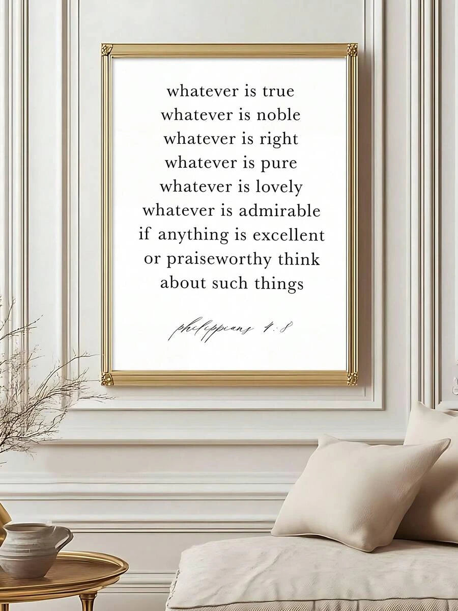 Philippians scripture wall art displayed in an ornate gold frame