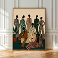 The Modern African American Fashion Woman Suit Canvas Wall Art Poster features a confident woman in a sophisticated suit, combining contemporary fashion with bold artistic expression