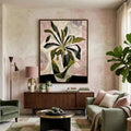 Modern botanical wall art in olive green and mustard tones