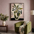 Layered radial foliage artwork with blush and cream accents