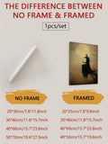 Witch moon canvas poster frame comparison with unframed and framed options
