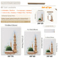 Product details and canvas-only size guide for mosque watercolor wall art