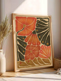 Bold colorful floral canvas poster for eclectic decor