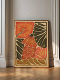 Abstract botanical hummingbird artwork for a living room
