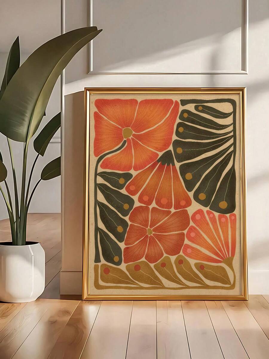 Vintage-inspired hummingbird poster in a light wood frame
