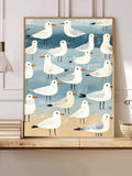 Maximalist watercolor seaside canvas poster