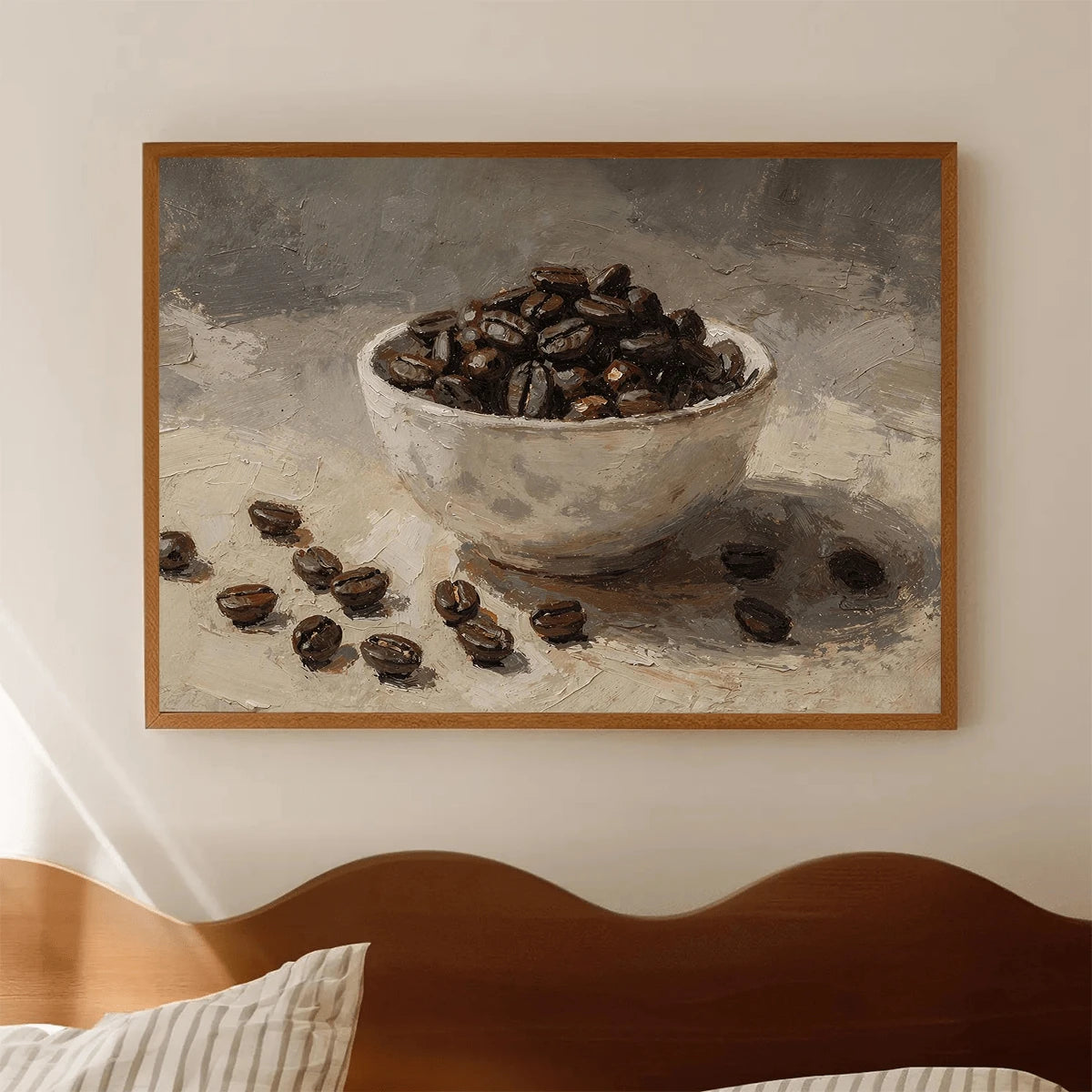 Vintage Coffee Bean Still Life Oil Painting Farmhouse Canvas Poster