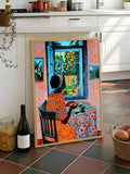 Afrocentric dining scene with Black woman in a light wood frame