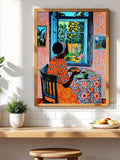 Black woman in a headwrap seated at a dining table wall art