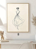 Framed abstract female portrait styled in a modern home office