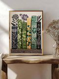 Folk floral library canvas poster