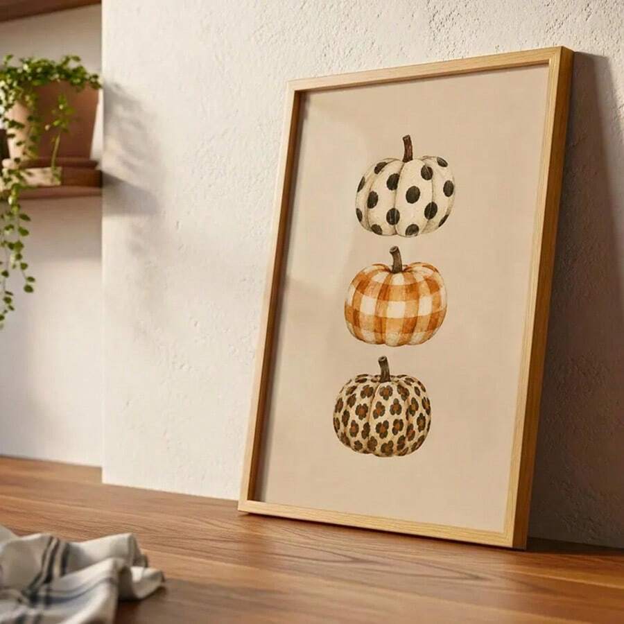 Plaid and leopard fall pumpkin decor
