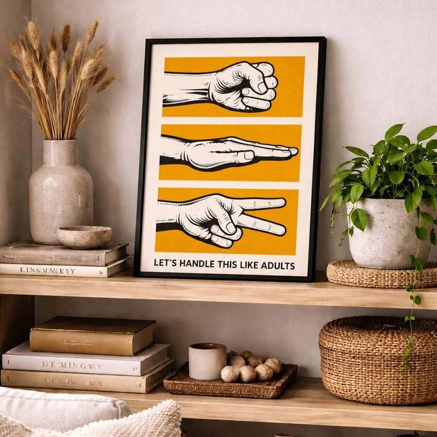 Mustard yellow comic-style canvas art