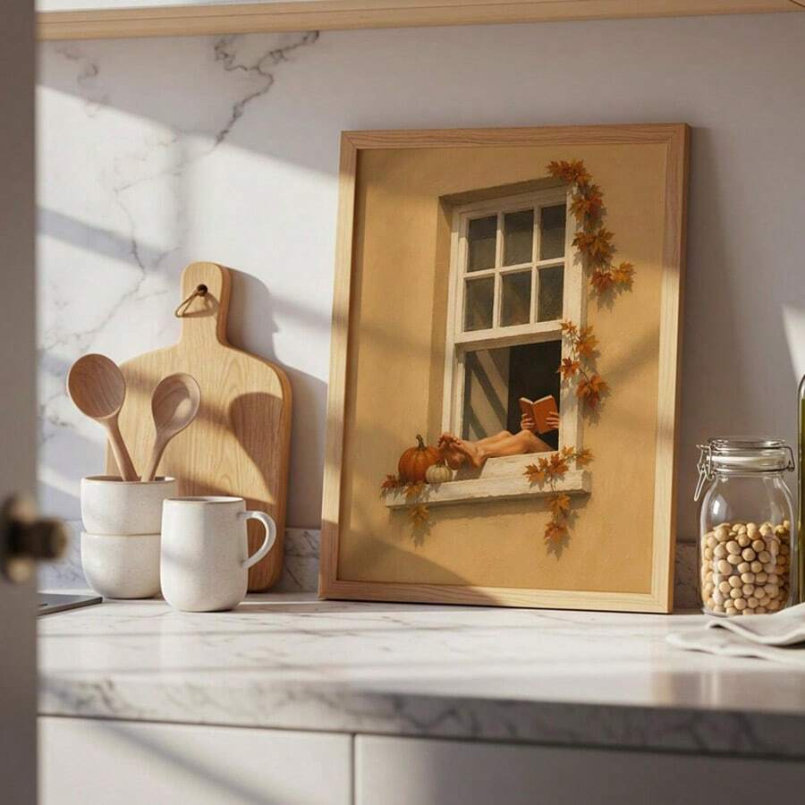 Bohemian window reading canvas poster