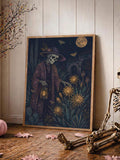 Vintage Gardener Skeleton Lantern Dark Gothic Desert Cactus Canvas Poster