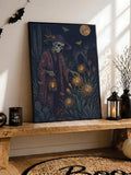 Vintage Gardener Skeleton Lantern Dark Gothic Desert Cactus Canvas Poster