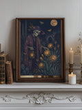 Vintage Gardener Skeleton Lantern Dark Gothic Desert Cactus Canvas Poster