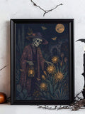 Vintage Gardener Skeleton Lantern Dark Gothic Desert Cactus Canvas Poster
