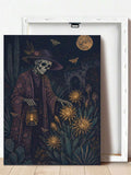 Vintage Gardener Skeleton Lantern Dark Gothic Desert Cactus Canvas Poster 