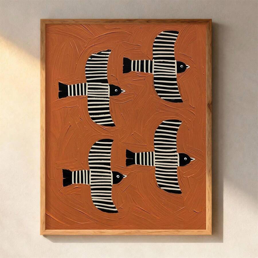 Mid-century folk bird canvas poster