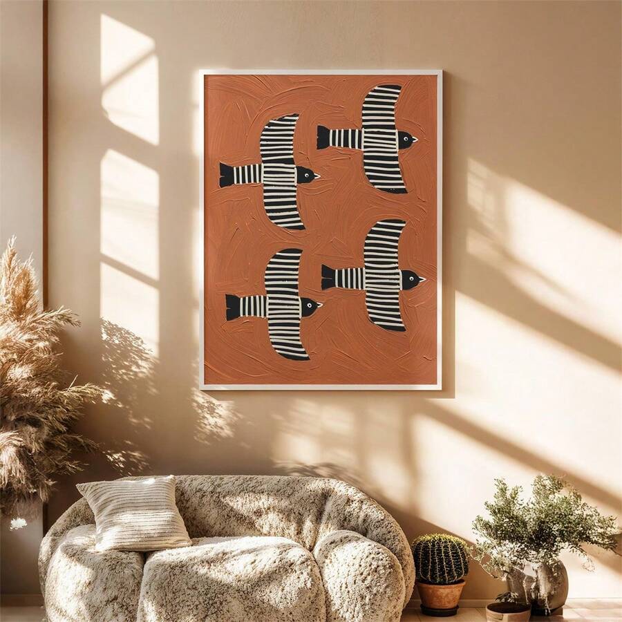 Striped bird statement art