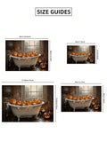 Size guide for Halloween bathtub pumpkin artwork in 30 by 21 40 by 30 60 by 40 and 70 by 50 cm