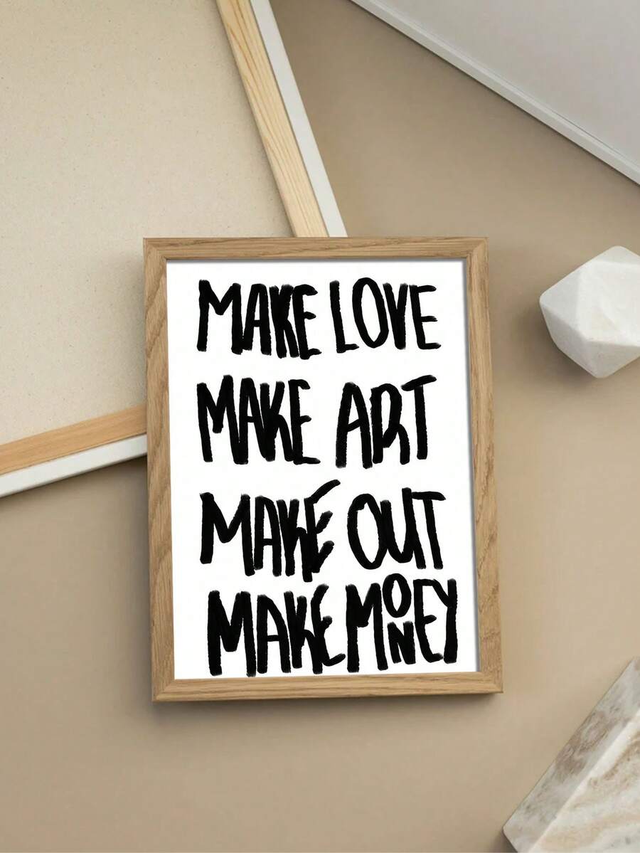 "Make Love Make Money" Black & White Y2K Typography Canvas Poster 