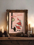 Vintage Santa Claus Retro Christmas Canvas Poster 