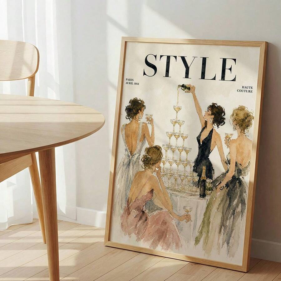 Vintage Fashion Women Illustration Canvas poster with elegant retro style. Perfect for bedrooms, dressing rooms, salons, boutiques, offices, and feminine decor.