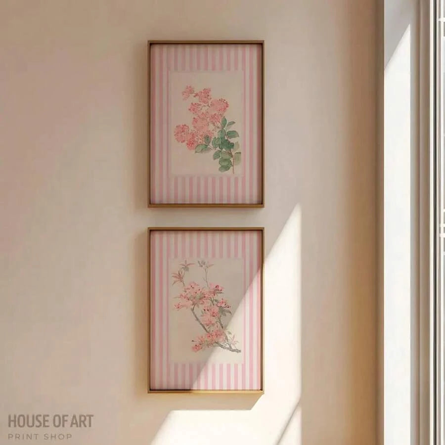 Bring a soft, romantic touch to your space with this 2PCS Hydrangea Prints Pink Floral Preppy Coquette Canvas Poster set. Featuring delicate pink hydrangea flowers and a charming floral aesthetic, these canvas prints create a feminine and dreamy atmosphere that works beautifully with preppy, coquette, vintage, and romantic interior styles.