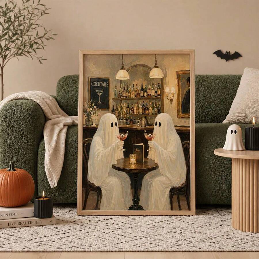 Halloween cocktail ghost wall decor