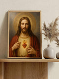 2 piece Sacred Hearts of Jesus and Mary Catholic Canvas set with timeless devotional imagery. Perfect for prayer rooms, bedrooms, home chapels, and faith decor.