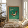 Vintage Reindeer Champagne Funny Christmas Canvas Poster