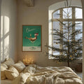 Vintage Reindeer Champagne Funny Christmas Canvas Poster