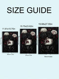 Size guide for rose-veiled woman canvas print in 30 by 40, 40 by 60, and 50 by 70 cm