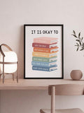 Angled view of a framed colorful book illustration poster with mirrored edges