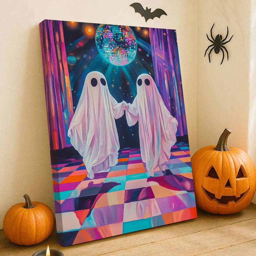 Let's Boogie Ghost Disco Halloween Canvas Poster 
