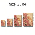 Canvas size guide comparing four dimensions for pink Christmas tree holiday art