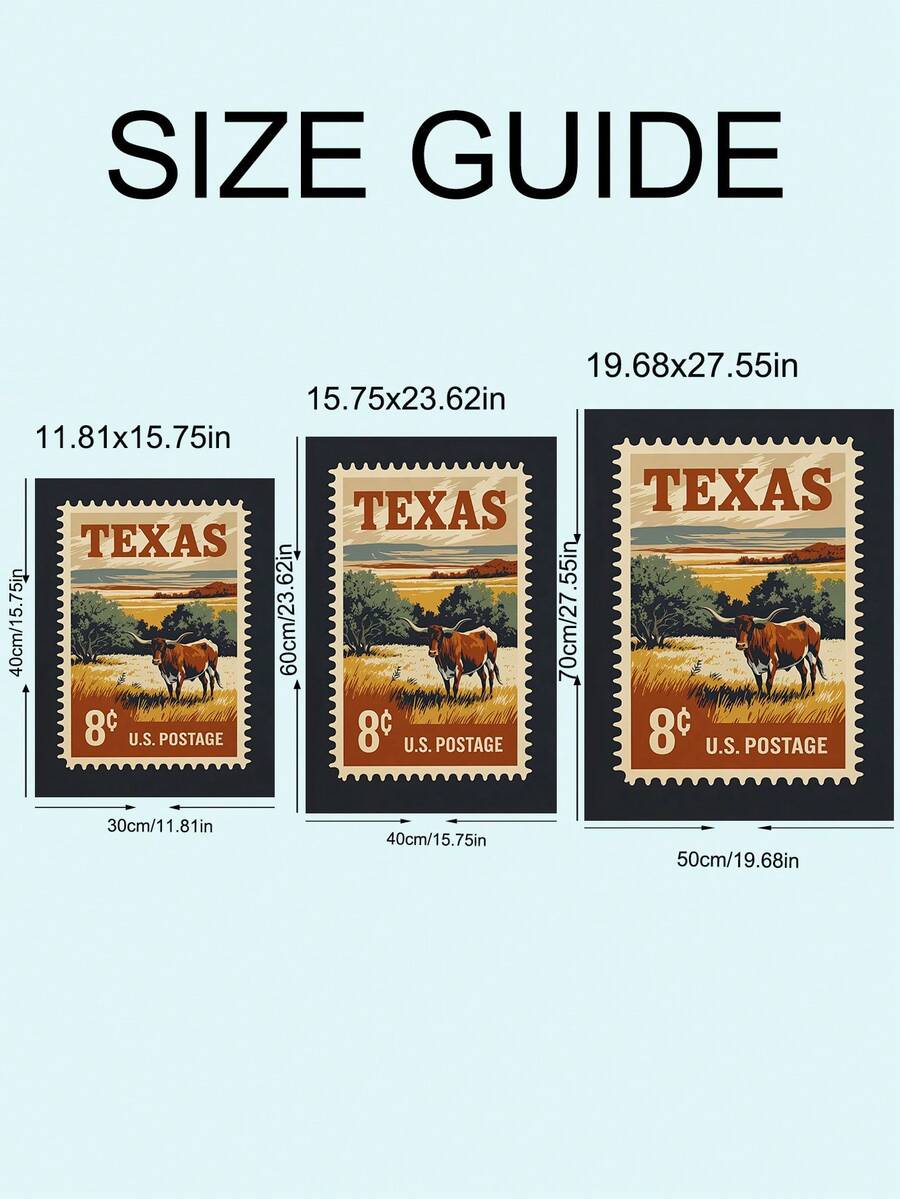 Texas Longhorn Vintage Stamp Western Americana Ranch Canvas Poster