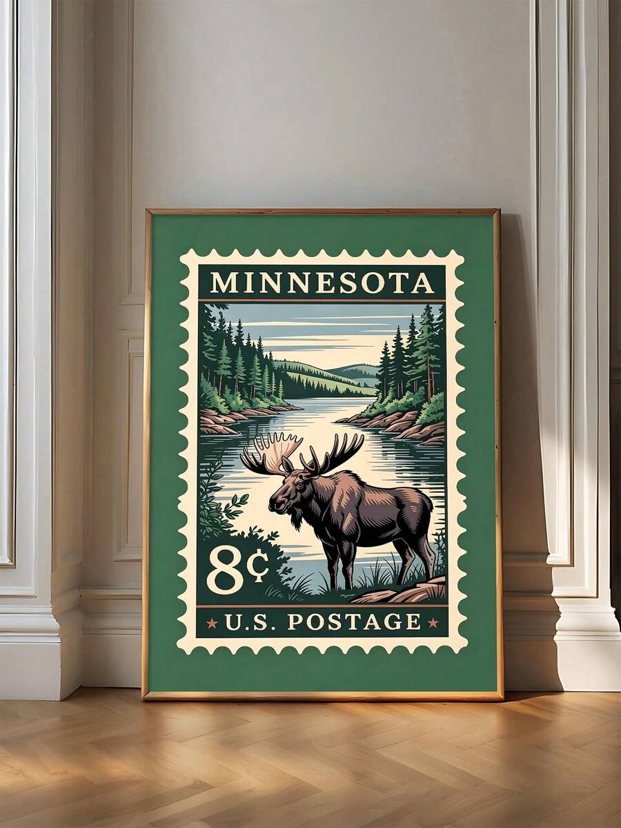 Texas Longhorn Vintage Stamp Western Americana Ranch Canvas Poster