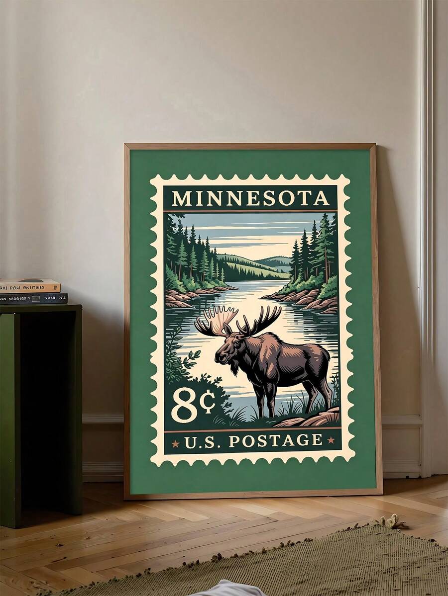 Texas Longhorn Vintage Stamp Western Americana Ranch Canvas Poster