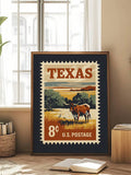 Texas Longhorn Vintage Stamp Western Americana Ranch Canvas Poster