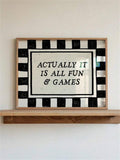 Funny Quote Eye Catching Typography Black And White Plaid Canvas Poster 