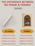 Framed and unframed sleeping blue dragon bookshelf canvas poster size comparison