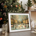 Whimsical Christmas Town & Flying Santa Sleigh Winter Landscape Canvas Poster 
