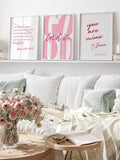 God is good pink Christian typography canvas print