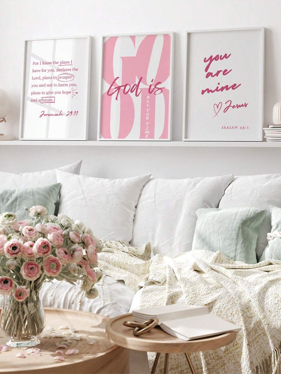 God is good pink Christian typography canvas print