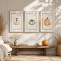Watercolor Pumpkin Maple Leaves Hello Autumn Vintage Cottagecore Canvas Poster Set