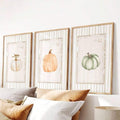 Watercolor Pumpkin Maple Leaves Hello Autumn Vintage Cottagecore Canvas Poster Set
