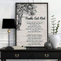 Vintage country lyric poster with brush script and serif typography
